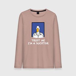 Лонгслив хлопковый мужской Доктор утка, цвет: пыльно-розовый