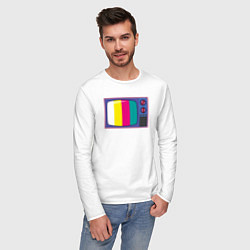Лонгслив хлопковый мужской Ретро телевизор, цвет: белый — фото 2