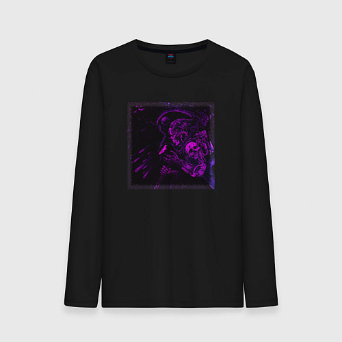 Мужской лонгслив Самурай неоновый киборг / Черный – фото 1