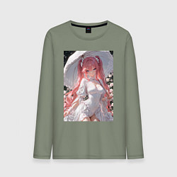 Лонгслив хлопковый мужской Принцесса сидит под зонтиком, цвет: авокадо