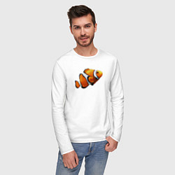 Лонгслив хлопковый мужской Рыбка попугай, цвет: белый — фото 2