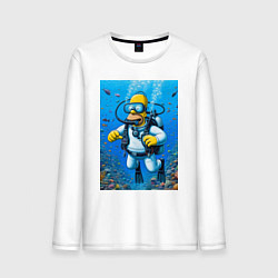 Лонгслив хлопковый мужской Homer diving - ai art fantasy, цвет: белый