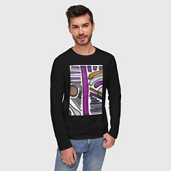 Лонгслив хлопковый мужской Фиолетовая композиция, цвет: черный — фото 2