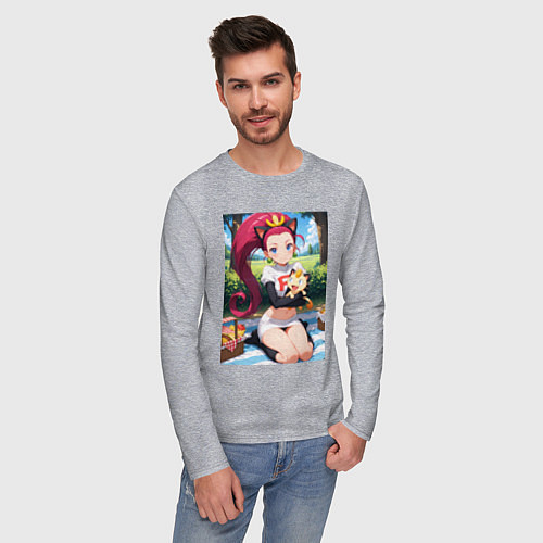 Мужской лонгслив Джесси и Мяут на пикнике / Меланж – фото 3