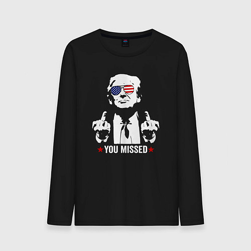 Мужской лонгслив Trump you missed / Черный – фото 1