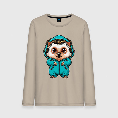 Мужской лонгслив Ёжик в комбенизоне / Миндальный – фото 1