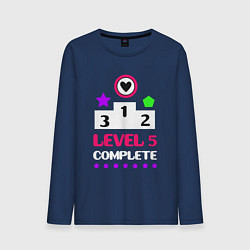 Лонгслив хлопковый мужской 5 уровень пройден, цвет: тёмно-синий
