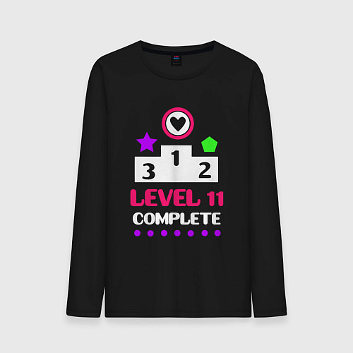 Мужской лонгслив 11 уровень пройден / Черный – фото 1