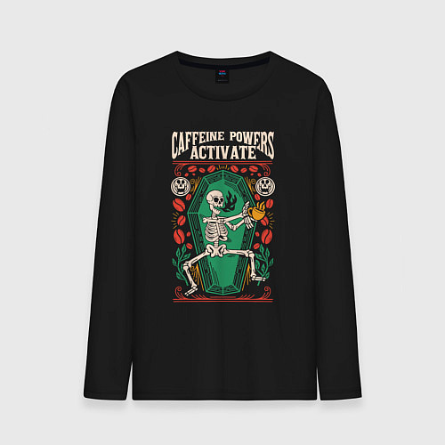 Мужской лонгслив Caffeine powers activate / Черный – фото 1