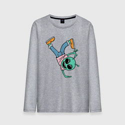 Лонгслив хлопковый мужской Инопланетянин брейкдансер, цвет: меланж
