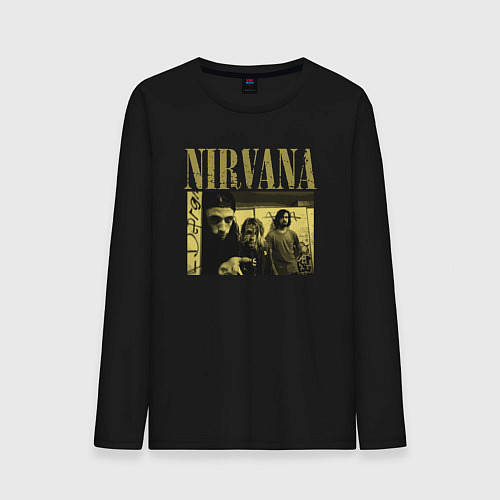 Мужской лонгслив Nirvana foto band / Черный – фото 1