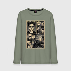 Лонгслив хлопковый мужской The matrix, цвет: авокадо
