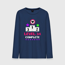 Лонгслив хлопковый мужской 34 уровень пройден, цвет: тёмно-синий