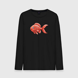 Лонгслив хлопковый мужской Милая красная рыбка, цвет: черный