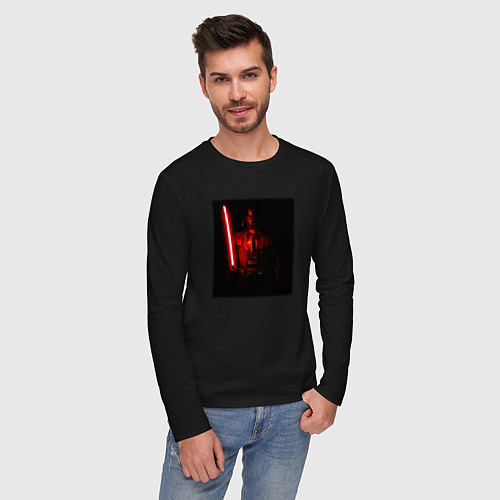 Мужской лонгслив Вейдер с мечом во тьме / Черный – фото 3