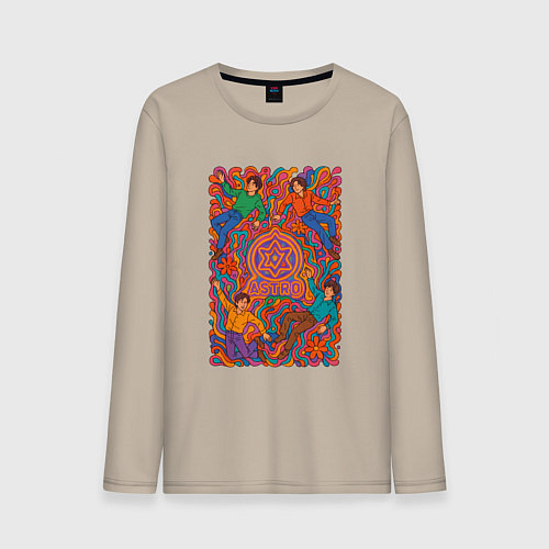 Мужской лонгслив Astro психоделический рисунок / Миндальный – фото 1