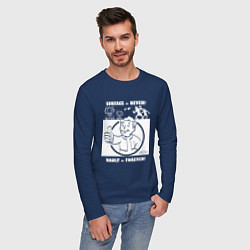 Лонгслив хлопковый мужской Поверхность никогда - убежище навсегда, цвет: тёмно-синий — фото 2