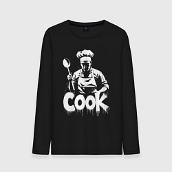 Лонгслив хлопковый мужской Повар с большой ложкой, цвет: черный