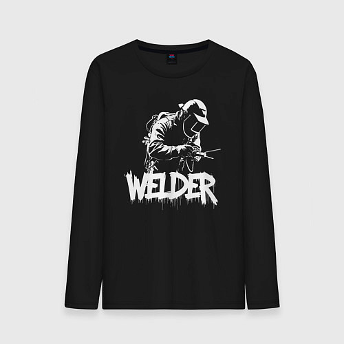 Мужской лонгслив Сварщик в работе / Черный – фото 1