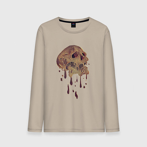 Мужской лонгслив Плавящийся череп / Миндальный – фото 1