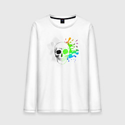 Лонгслив хлопковый мужской Не стань серой массой - череп, цвет: белый