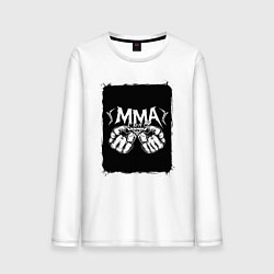 Лонгслив хлопковый мужской Сила кулаков ММА, цвет: белый
