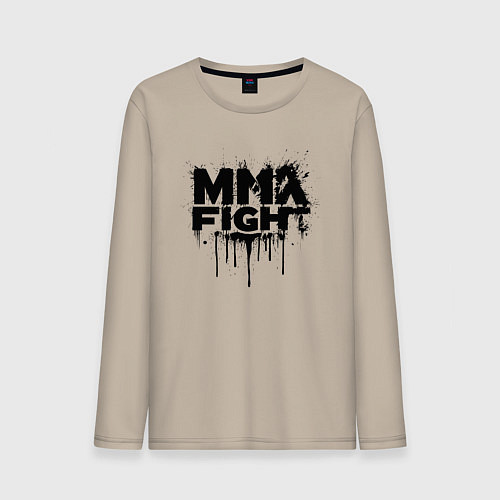 Мужской лонгслив MMA боец черной краской / Миндальный – фото 1