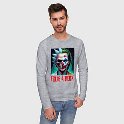 Лонгслив хлопковый мужской Rick Sanchezs skull and the Joker - collab, цвет: меланж — фото 2