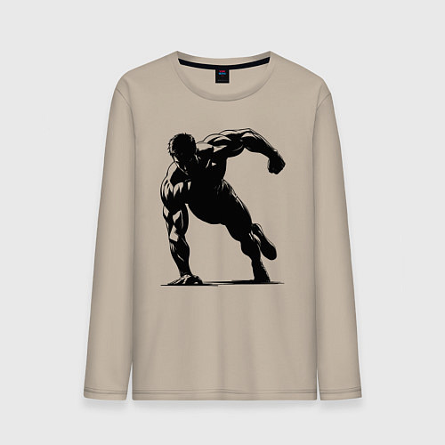 Мужской лонгслив Отжимание на одной руке / Миндальный – фото 1