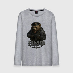 Лонгслив хлопковый мужской ВМФ медведь пехотинец, цвет: меланж