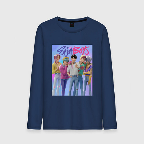 Мужской лонгслив Saja Boys, Кейпоп-охотницы на демонов / Тёмно-синий – фото 1