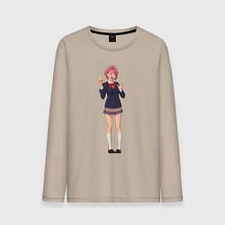 Лонгслив хлопковый мужской Дандадан Сиратори Айра с мороженым, цвет: миндальный