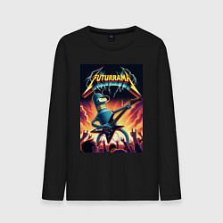 Лонгслив хлопковый мужской Bender cool thrash rock guitarist - Futurama, цвет: черный