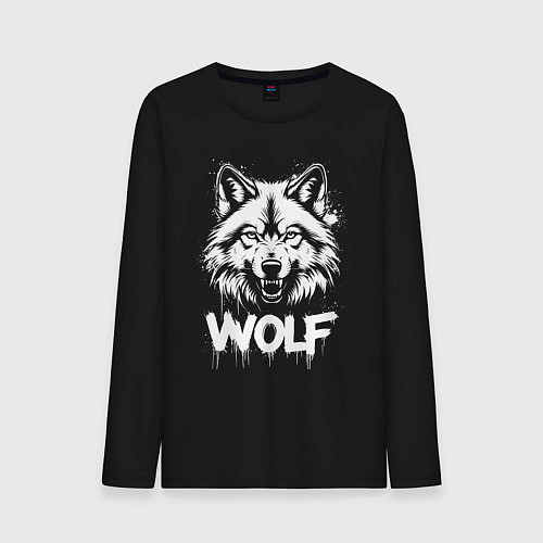 Мужской лонгслив Яростный волк / Черный – фото 1