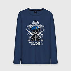 Лонгслив хлопковый мужской Медведь десантник ВДВ, цвет: тёмно-синий