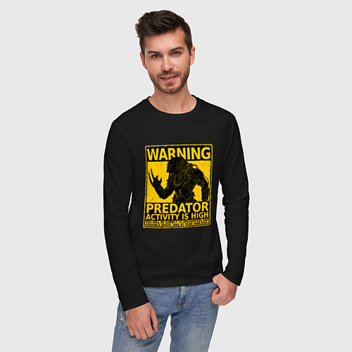 Мужской лонгслив Знак - высокая активность хищников / Черный – фото 3