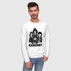 Лонгслив хлопковый мужской Ramones силуэты, цвет: белый — фото 2