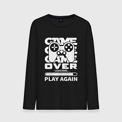Лонгслив хлопковый мужской Game over play again, цвет: черный