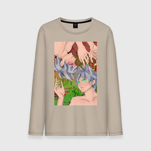 Мужской лонгслив Кицуне близнецы / Миндальный – фото 1