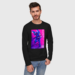 Лонгслив хлопковый мужской Евангелион 00 - Рей, цвет: черный — фото 2