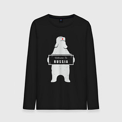 Лонгслив хлопковый мужской Welcome russian bear, цвет: черный