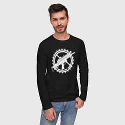 Лонгслив хлопковый мужской Шестерёнка и автомат, цвет: черный — фото 2