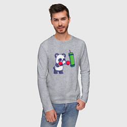 Лонгслив хлопковый мужской Панда боксёр, цвет: меланж — фото 2