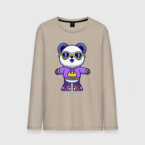 Мужской лонгслив Стиль панды / Миндальный – фото 1