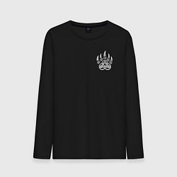 Лонгслив хлопковый мужской Лапа медведя - оберег в кельтском стиле, цвет: черный