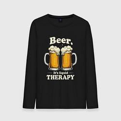 Лонгслив хлопковый мужской Beer its liquid therapy, цвет: черный