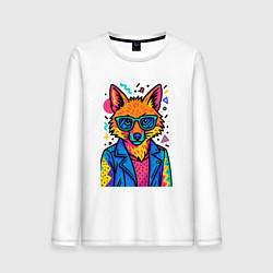 Лонгслив хлопковый мужской Лиса Pop Colors, цвет: белый