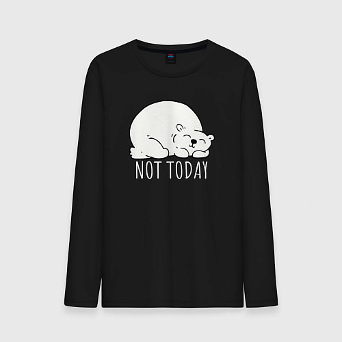 Мужской лонгслив Медведь - not today / Черный – фото 1