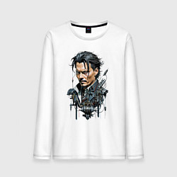 Лонгслив хлопковый мужской Cyborg Johnny Depp, цвет: белый