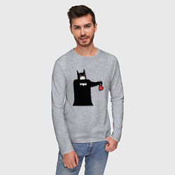 Лонгслив хлопковый мужской Сердечко Бэтмена, цвет: меланж — фото 2